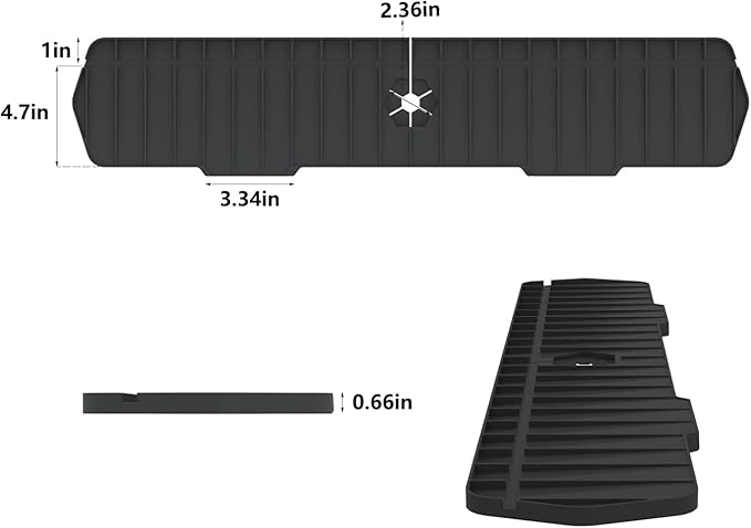 Kitchen Sink Splash Guard 29.7 X 5.7 In, Large Size Kitchen Sink Splash Guard, Silicone Sink Faucet Drying Mat, Faucet Mat Splash Catcher, Multipurpose For Kitchen Sink, Bathroom (Black)