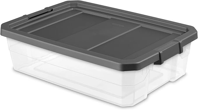 2 Pack 40 Quart Stackable Storage Bins with Latching Lids, Durable Clear Plastic Modular Organizing Containers for Closet, Bathroom, Office & Underbed，Basement & Attic