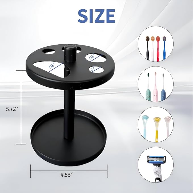 Black Metal Toothbrush Holder Stand for Bathroom, 5 Slots Paw Design Tooth Brush and Toothpaste Holder Set, Rust‑Proof Countertop Organizer fits Electric & Manual Toothbrushes, Razors & Small Comb