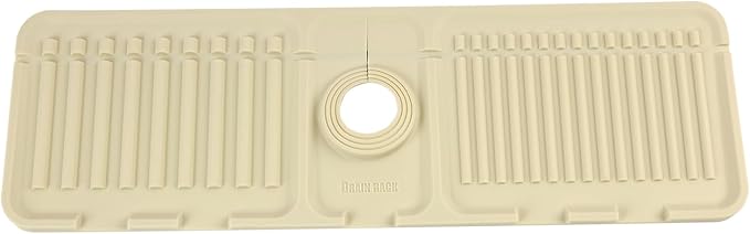 Faucet Mat for Kitchen Sink Splash Guard, 17.5"X5.5" Silicone Sink Splash Guard with Soap Holder, Snap-On Design & 7°slope Fast Drain, Perfect for Stone Sinks in Kitchen & Bathroom