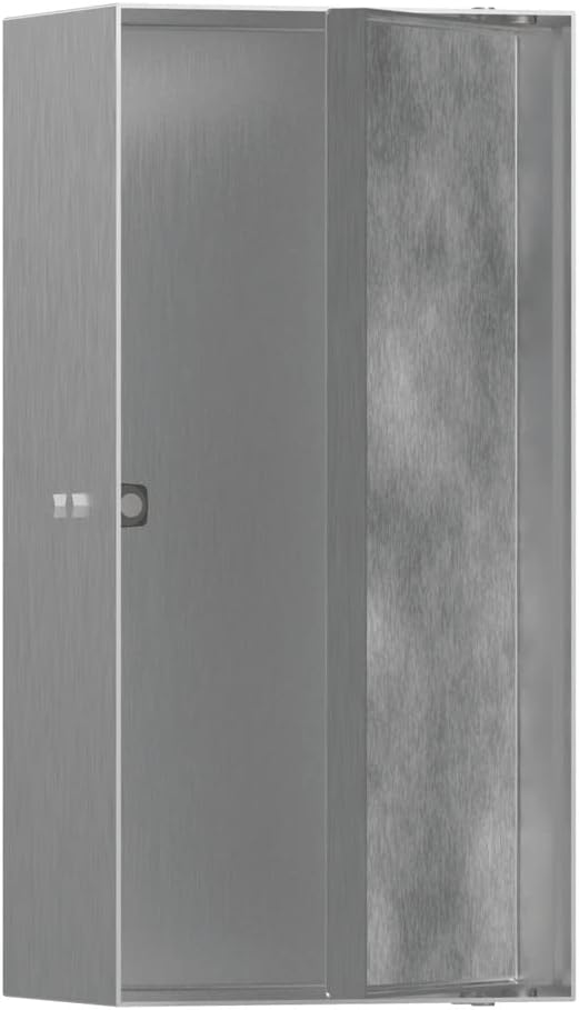 hansgrohe XtraStoris Rock Recessed Wall Niche with Tileable Door 12"x 6"x 4" in Brushed Stainless Steel, 56082800