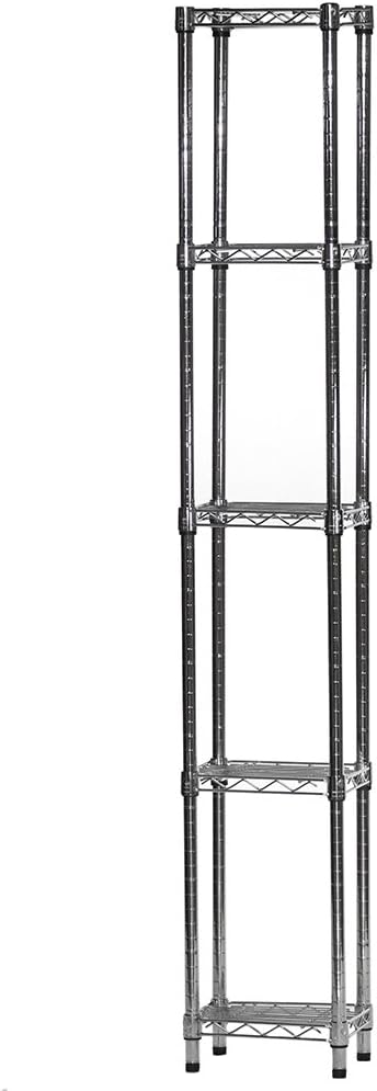 Shelving Inc. 8" d x 12" w x 54" h Chrome Wire Shelving with 5 Tier Shelves, Weight Capacity 800lbs Per Shelf