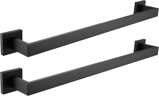 LANC 2 Pack Bathroom Towel Bars, Matte Black 20-Inch Bathroom Square Towel Racks Kitchen Hand Towel Holders Total-22" Stainless Steel Wall Mount Towel Hanger Rods,A8804-5MB
