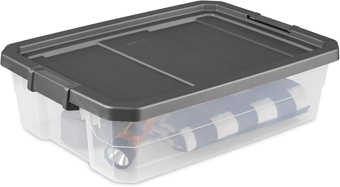 2 Pack 40 Quart Stackable Storage Bins with Latching Lids, Durable Clear Plastic Modular Organizing Containers for Closet, Bathroom, Office & Underbed，Basement & Attic