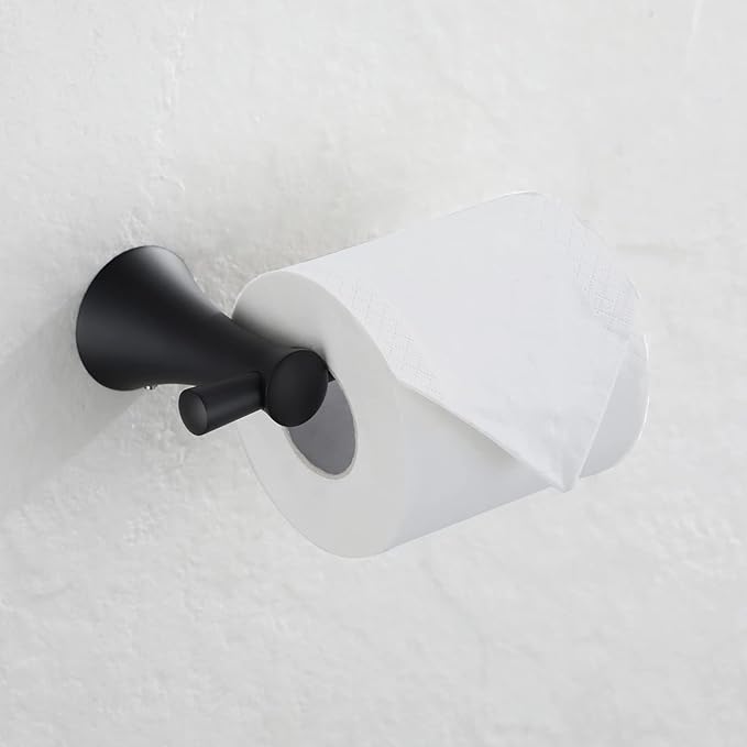 PARLOS Brass Toilet Paper Holder Tissue Roll Hanger for Bathroom & Kitchen Wall Mounted with Screws, Matte Black