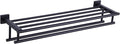 Bath Towel Shelf with 2 Towel Holders, Angle Simple Stainless Steel Bathroom Towel Rack with Towel Bars, Wall Mount Train Rack Matte Black 27.56 Inches