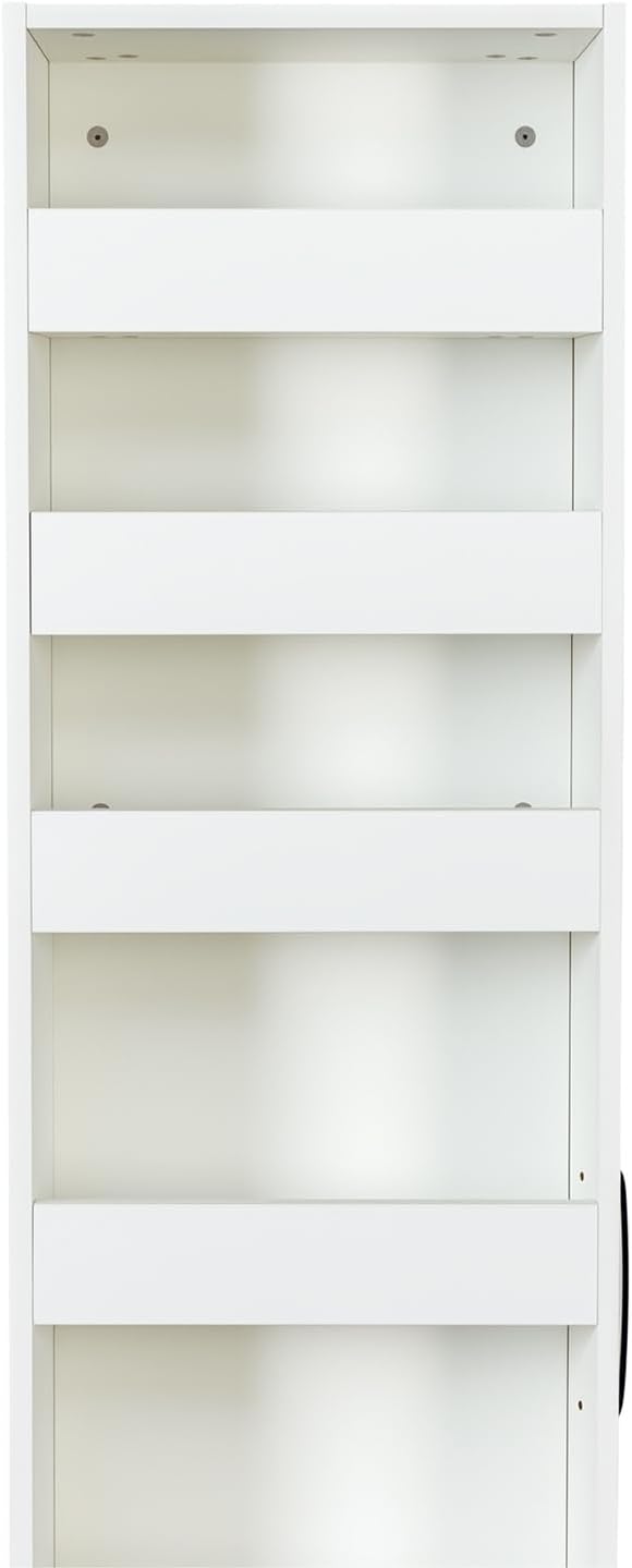 JOYSOURCE Tall Narrow Pull-Out Storage Shelf with Wheels 7-Tier Slim Rolling Storage Spice Rack Next to Fridge Utility Cart Single-Sided for Small Spaces, Kitchen, Laundry Room, Bathroom White