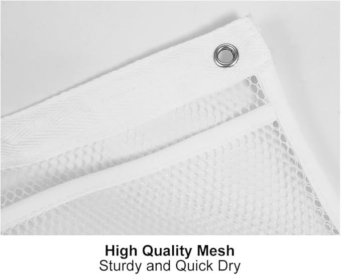 Bsagve 2 Pack Mesh Hanging Caddy Organizer with 6 Pockets, Shower Curtain Rod Liner Hanging Storage Pockets Bathroom Hanger, Bath Toy Holder