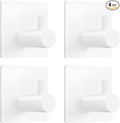 VIS'V Adhesive Towel Hooks, Waterproof Shower Wall Stick on Hooks, 2 Extra Adhesive Strips, White, 4 Pcs