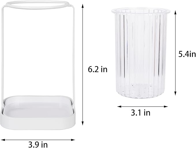 Toothbrush Holders with Drain Tray, Hanging Toothbrush and Toothpaste Holder Organizer Bathroom Caddy Countertop for Toothpaste, Razors, Electric Toothbrush - Clear