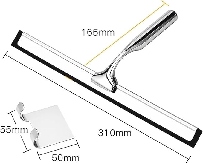 Window Squeegee Scrape Table Squeegee with Hook Stainless Steel Shower Squeegee Windshield for Shower Glass(Size Medium 12inch)