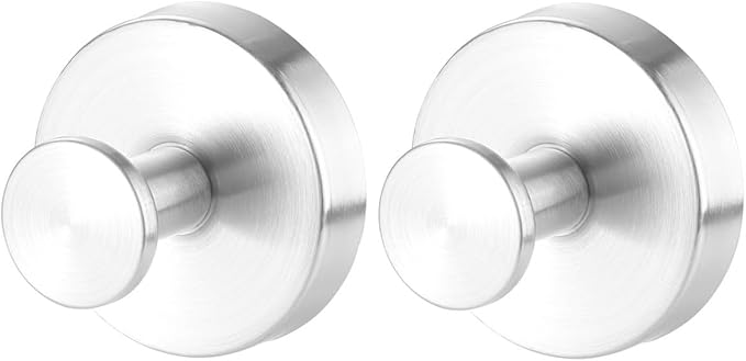 YEYSXSY Luxe Hold No Drill Hooks Stainless Steel Waterproof Suction Cup Hooks Towel Bath Robe Hooks for Bathrooms Silver 2 PCS