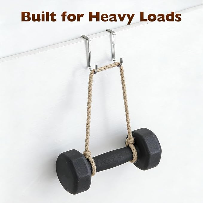 Over Door Towel Rack, Heavy Duty Door Hooks for Hanging, Stainless Steel Double Hanger for Kitchen Bathroom, Removable Wardrobe Door Hook for Dorm Room, Space Saving Cabinet Door Hanger (1PCS)