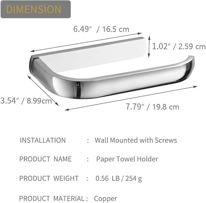 BESy Brass Toilet Tissue Paper Holder Polished Chrome Bathroom Accessories Fixtures Wall Mounted, Rust Protection