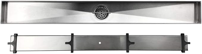 Neodrain 32-Inch Linear Shower Drain with Tile Insert Grate,Brushed 304 Stainless Steel Rectangle Shower Floor Drain, Linear Drain with Leveling Feet, Hair Strainer