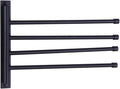 GERZWY Swivel Towel Bar SUS 304 Stainless Steel 4-Arm Bathroom Swing Hanger Towel Rack Holder Storage Organizer Space Saving Wall Mount Matte Black HYG04-BK