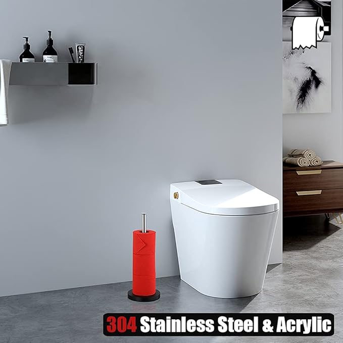 JQK Toilet Paper Storage Stand, 304 Stainless Steel Thicken 0.8mm Tissue Reserve Holder Dispenser for Bathroom, Brushed Steel, TPS180-BN
