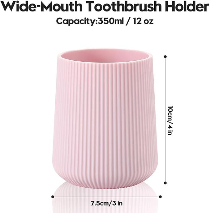 Pink Striped Toothbrush Holder for Electric Toothbrushes Bathroom Organizer for Toothpaste Kids & Adults