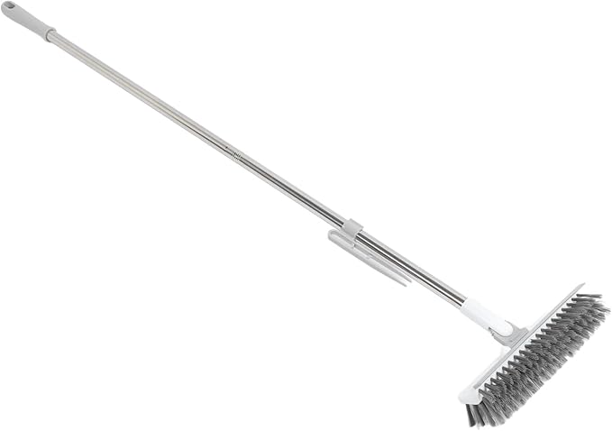 Fdit Long Handle Grout Scrubbing Brush 2 in Bathroom Floor Scrubbing Brush, Stiff Shower Floor for Garage Wall (White)