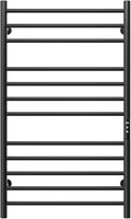 MENATT 12 Bars Heated Towel Warmer Racks Wall Mounted, Electric Heated Towel Rack for Bathroom,Towel Warmer Rack with Built-in Timer,Adjustable Temperature,Matte Black