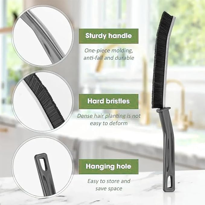 COLLECTALE Hard-Bristled Crevice Cleaning Brush, Stiff Bristle Cleaning Brush Set for Tough Grime – Multi-Surface Scrubber for Bathroom, Kitchen, Tile Grout and Hard-to-Reach Crevices (4PCS)