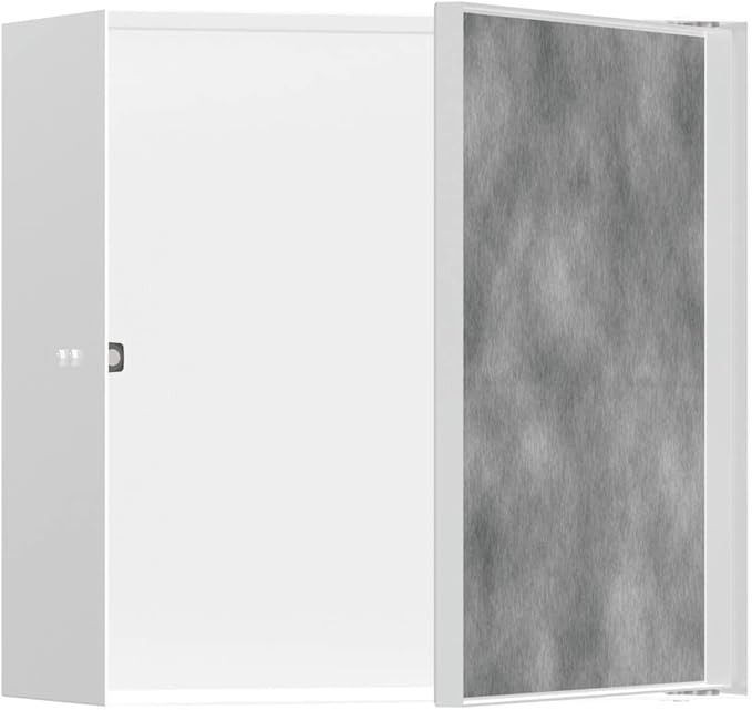 hansgrohe XtraStoris Rock Recessed Wall Niche with Tileable Door 12"x 12"x 5.5" in Matte White, 56091700