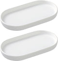2 Pack White Round Soap Dispenser Tray - 8'' Ceramic Vanity Tray & Organizer Plate Set, Bathroom & Kitchen Countertop Decor for Soap Dispenser, Jewelry, Cosmetics, Sink
