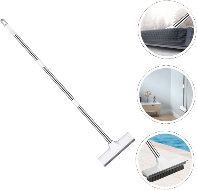 VICASKY Long Handle Floor Scrub Brush with Hanging for Bathroom Kitchen Cleaning Wide Hard Bristle Scrubber for Efficient Tile and Grout Cleaning
