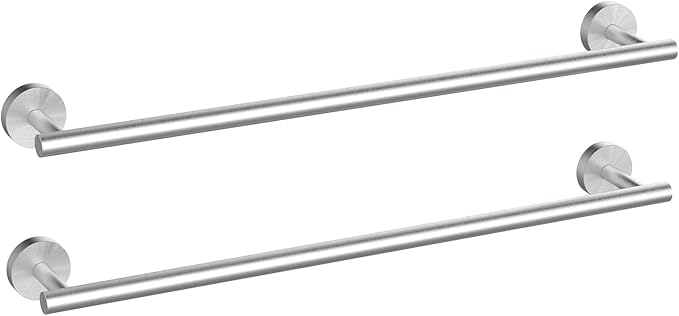 Newfun 24 Inch Brushed Nickel Bathroom Towel Holder,2Pcs Towel Bar for Bathroom Rod Classic SUS304 Stainless Steel Towel Racks Wall Mounted