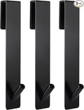 Simtive Extended Shower Door Hooks (7-Inch), Over Door Hooks for Bathroom Frameless Glass Shower Door, Towel Hooks, 3-Pack, Black