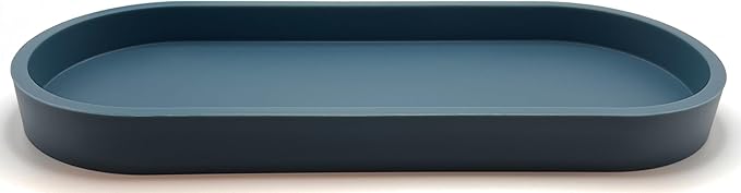 Happitasa Premium 12” x 5” Silicone Vanity Tray | Sink and Surface Organizer with Sturdy Non-Slip Base | Heat Safe, Dishwasher Safe (Smoky Blue)