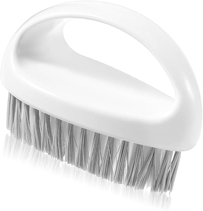 1 Pcs White Ergonomics Scrubbing Brushes for Cleaning, Scrub Brush Nylon Bristles Comfort Grip Scrubber for Shoes, Floor, Carpet, Bathroom, Kitchen