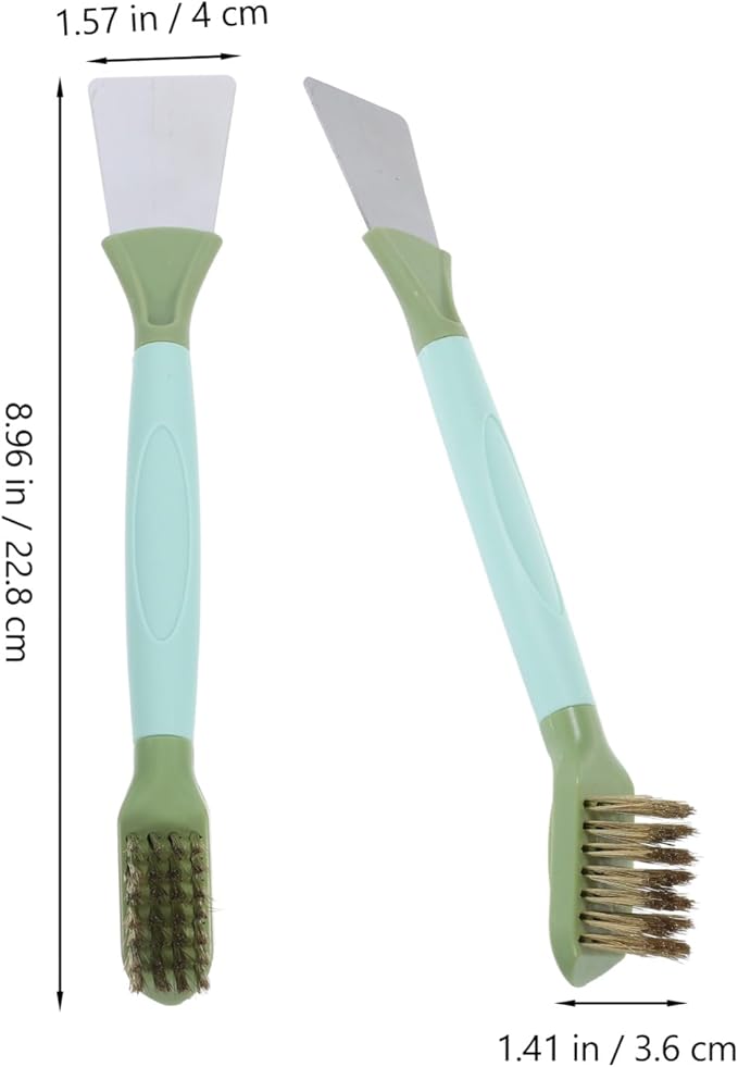 VOSAREA Crevice Cleaning Brush Set Dual Head Grout Brush with Stiff Bristles for Bathroom and Cleaning Ergonomic Handle for Comfortable Grip Green