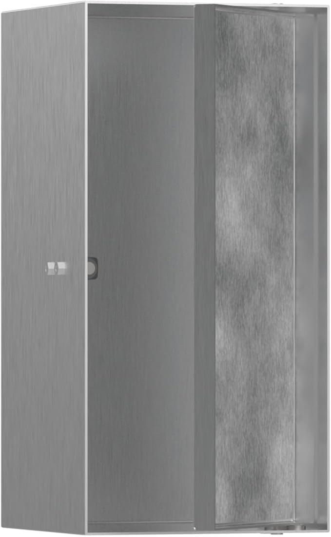 hansgrohe XtraStoris Rock Recessed Wall Niche with Tileable Door 12"x 6"x 5.5" in Brushed Stainless Steel, 56088800