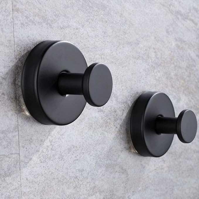 YEYSXSY Luxe Hold No Drill Hooks Stainless Steel Waterproof Suction Cup Hooks Towel Bath Robe Hooks for Bathrooms Black 4 PCS