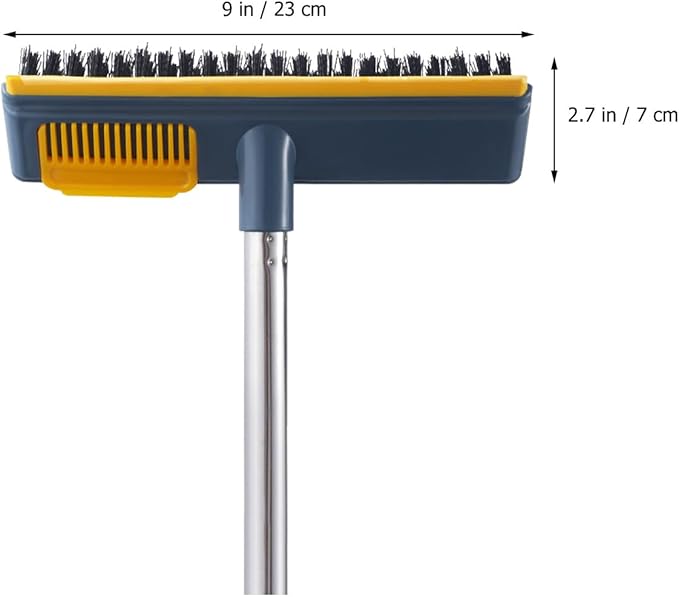 Housoutil Telescopic Long Handle Stiff Bristle Scrub Brush for Bathroom Grout and Kitchen Surfaces 2-in-1 Scraper for Home Cleaning