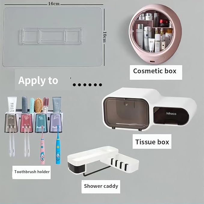 2 PCS Rectangular Shower Caddy Adhesive Replacement for Kitchen Bathroom Transparent Self-Adhesive Hooks Stickers for No Drilling Storage Shelf, Wall Mounted Corner Shelves，Set 4