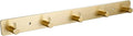 Gold 5 Wall Hooks, Brushed Gold Bathroom Hook Rail, Self Adhesive 5 Hooks Key Hook Rack Hanger Towel Robe Stick Hooks for Toilet Entryway Hallway Kitchen Wall Mounted