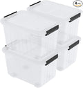 50 Quart Large Plastic Storage Bins with Wheels, Clear Storage Boxes with Lids, 4 Packs