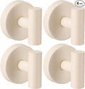 Suction Cup Hooks for Shower - Bathroom Reusable Hooks for Towels, Robes & Loofah - No-Drill Mounting on Kitchen,Walls,Metal,Glass,Mirrors,Tile & Smooth Non-Porous Surfaces (4, Milk White)