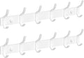 White Wall Mounted Coat Rack - 15 Inch Arc Shaped Design with 6 Hooks for Hanging Coats, Bags, and Towels in Entryway, Livingroom, Bedroom, Bathroom, and Kitchen, 2 Pack