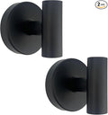 Suction Cup Shower Towel Hooks, Wall Mount Robe Holder, Heavy Duty No Drill Wall SUS304 Waterproof Stainless Steel Hooks for Bedroom, Bathroom, Kitchen, Hotel and Office (2*Matte Black)