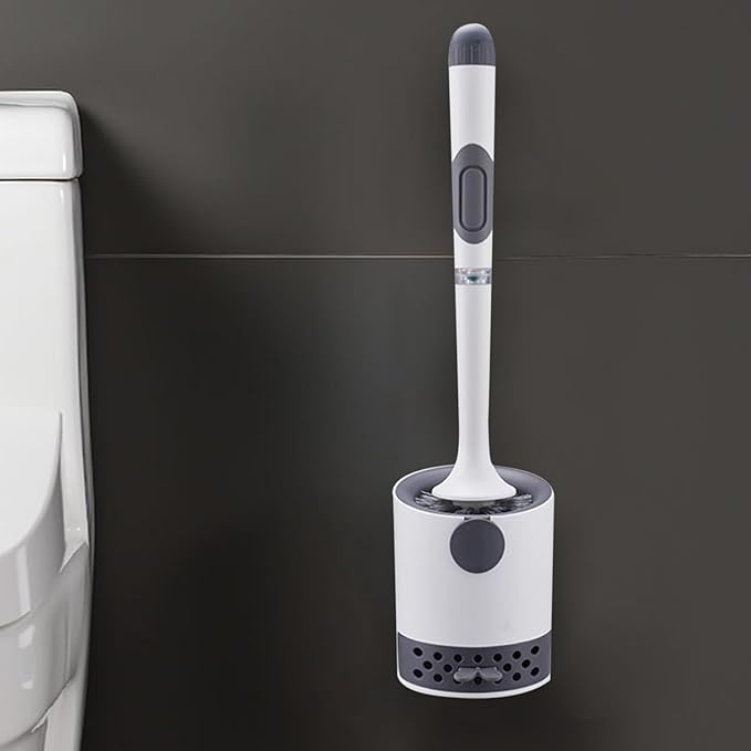 Toilet Brush and Holder Set | Toilet Scrubber,Long-Handle Ergonomic Attachment Scrubber Cleaning Tool Scrub-Resistant Bristles for Apartment Shower Bathroom RV Grout Restoration Sink Stone Floor