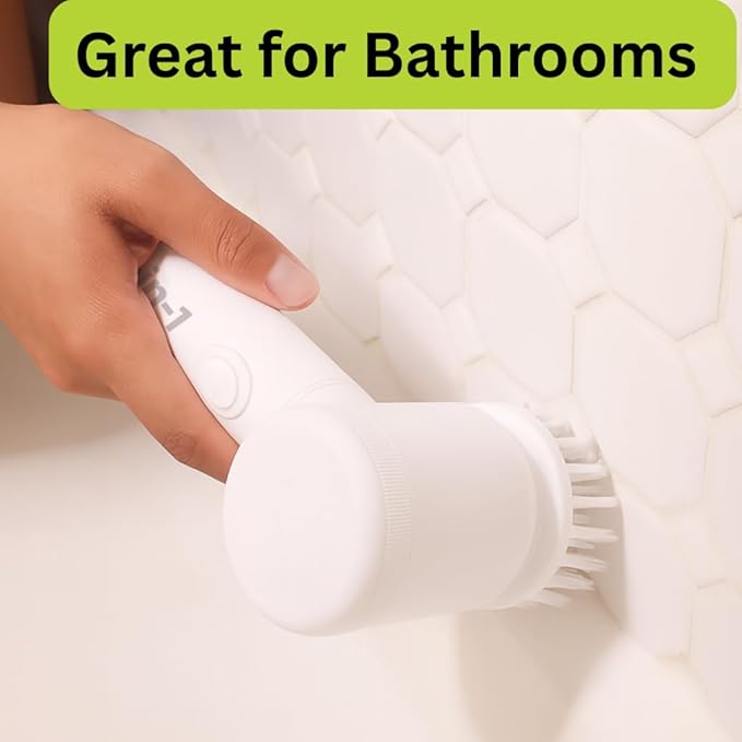 USB Rechargeable 5 in 1 Magic Electric Cleaning Brush - Spin Scrubber for Cleaning with 5 Interchangeable Heads, Electric Scrub Brush for Kitchen, Bath, Multi-Surface Use, Ergonomic Design