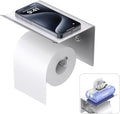 Toilet Paper Holder with Shelf, RV Camper Paper Holder Adhesive and Drilling Wall Mount, Matte Black Stainless Steel SUS304 for Bathroom, Brushed Nickel