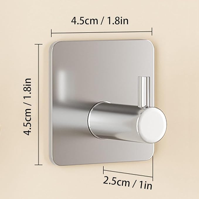 Miliocry 6 Packs Bathroom Towel Hooks, Adhesive Hooks Heavy Duty Wall Hook, Waterproof Stainless Steel Towel Hanger Robe Hat Coat Holder, Wall Mount Hooks for Bathroom,Bedroom,Kitchen(Silver-Square)