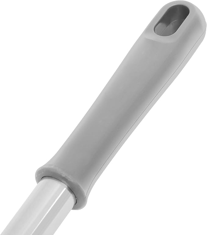 Upgraded Floor Scrub Brush with Long Handle for Bathroom and Tile Cleaning Plastic Construction Dual-Sided Design for Grout and Corner Scrubbing Hanging for Easy Storage White-Grey
