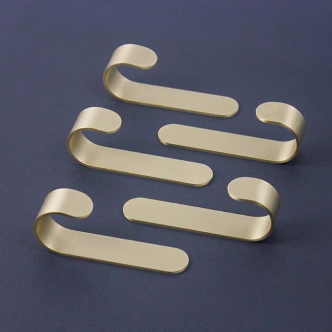 Bathroom Towel Hook, Adhesive Hooks,Brass Towel Coat Clothes Hooks, for Bath Kitchen Garage, No Drill, Waterproof & Rustproof (4-Pack)