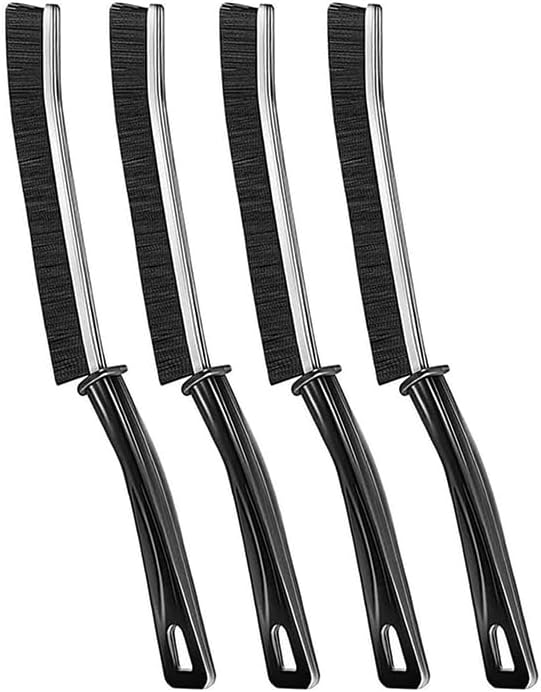 COLLECTALE Hard-Bristled Crevice Cleaning Brush, Stiff Bristle Cleaning Brush Set for Tough Grime – Multi-Surface Scrubber for Bathroom, Kitchen, Tile Grout and Hard-to-Reach Crevices (4PCS)