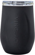 Vinglacé Stainless Steel Stemless Wine Glass- Insulated Wine Tumbler with Glass Insert and Sip Lid, 10 oz, Black